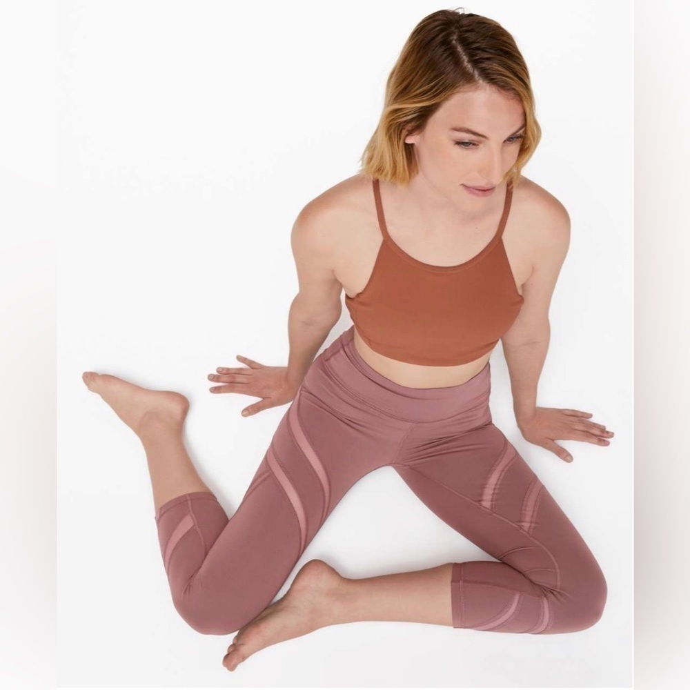 Lululemon Wunder Under High-Rise Crop 21" Mesh Red Dust Yoga Gym Leggings 4